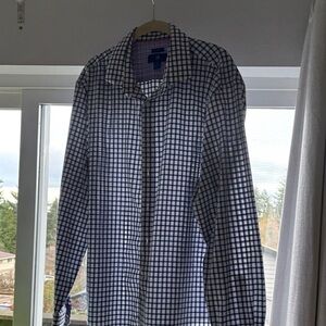 Egara Navy and White Checkered Button Down Shirt